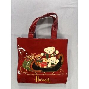 Harrods Christmas bear PVC tote bag with twin top handles